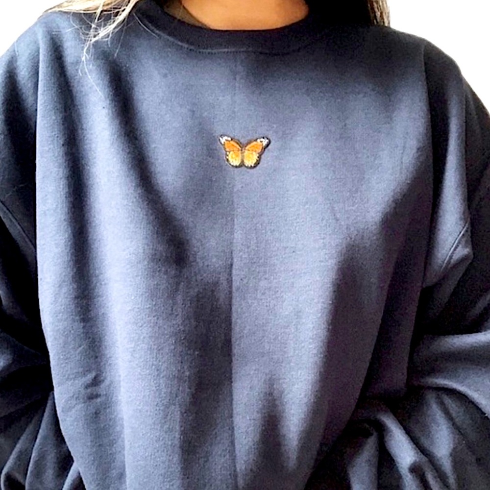 navy blue butterfly crewneck | fairy core 🦋